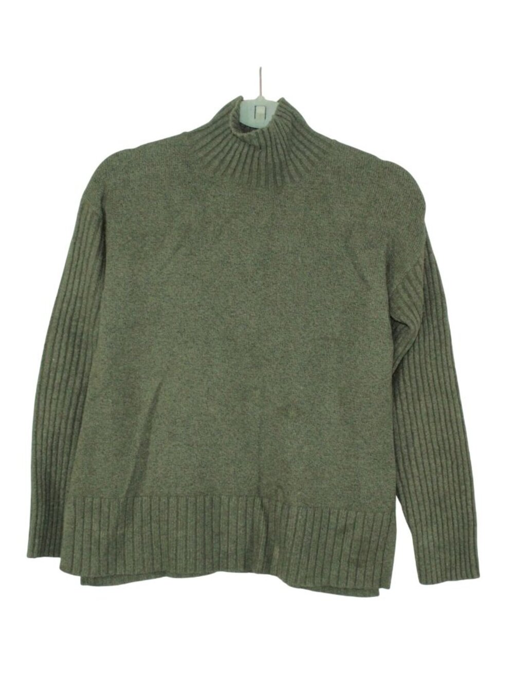 LL Bean Womens The Essential Sweater Turtleneck Knit Wool Blend Cozy Green S Pet
